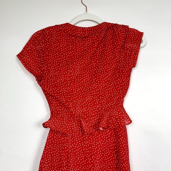 NWT Superdown Mercy Short Sleeve Polka Dot Red White Cutout Mini Dress XXS - Picture 7 of 7
